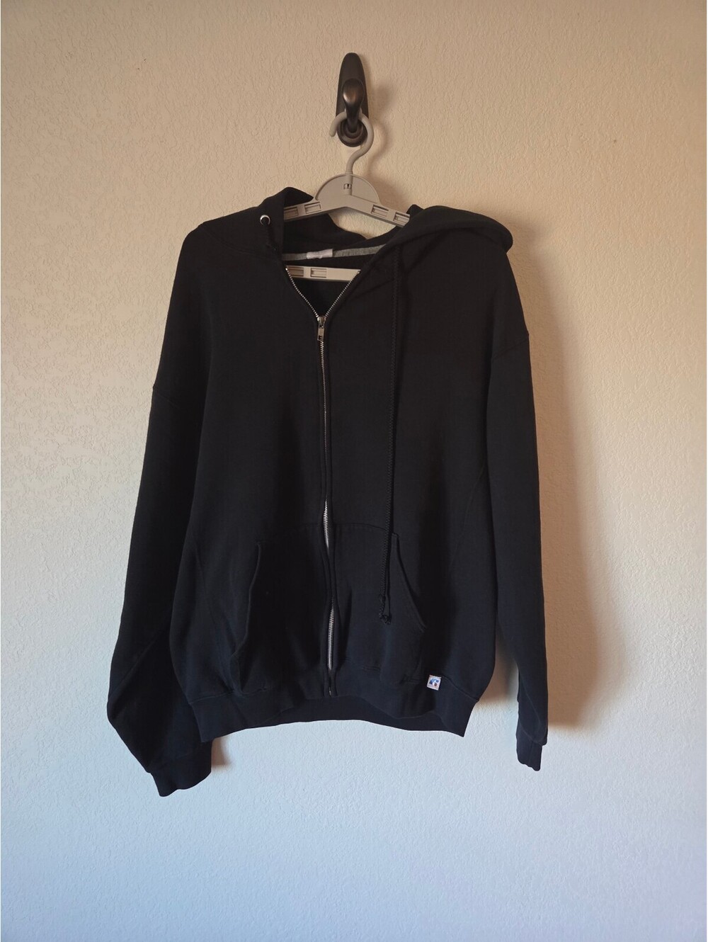 Russell Athletic Black Full Zip Hoodie Sweatshirt Size L